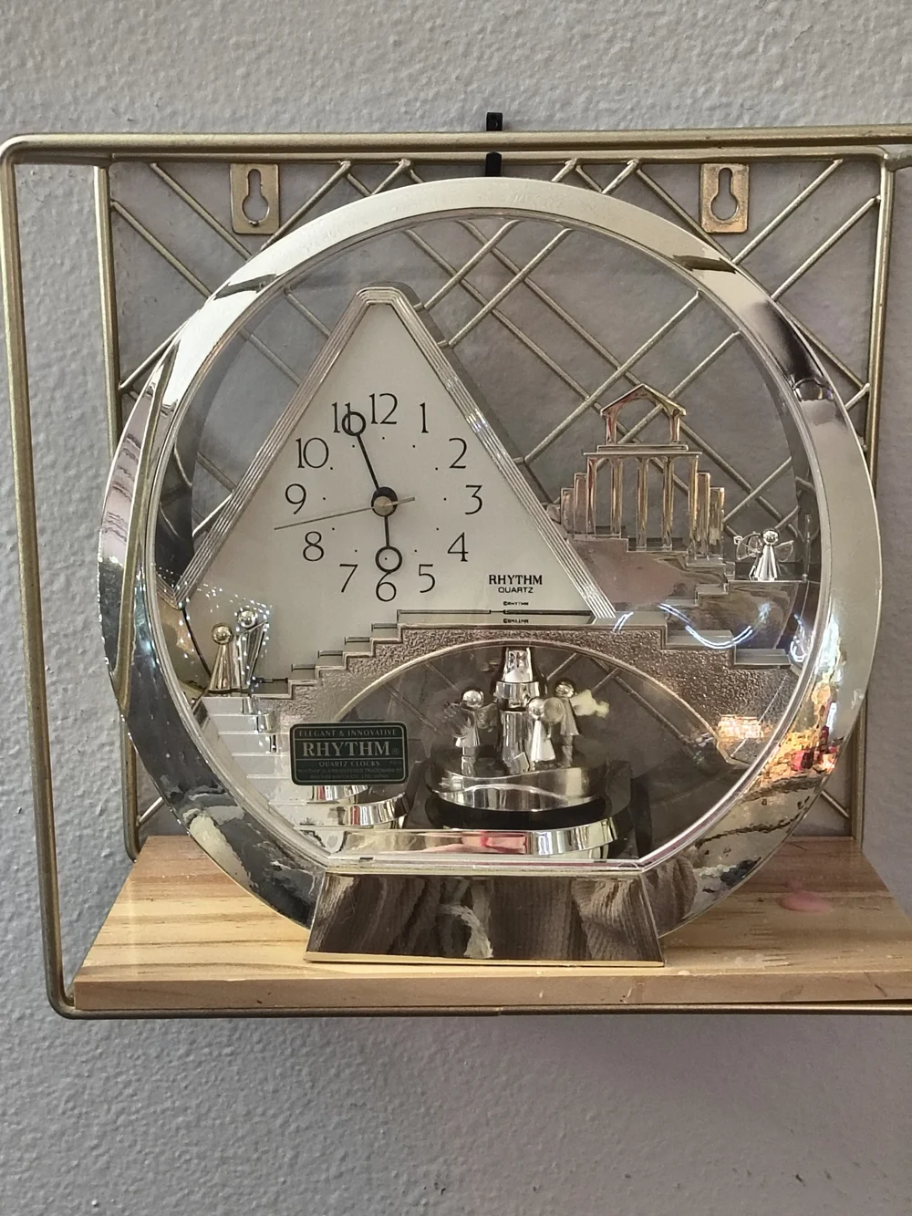 Vintage Rhythm Quartz Motion Clock Art Deco Geometric Wall Clock Japan Works
